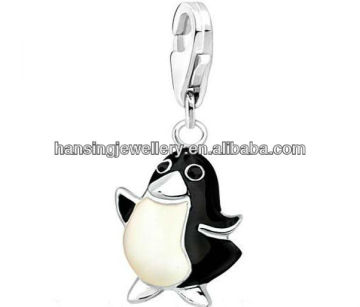 wholesale black enamel penguin charm