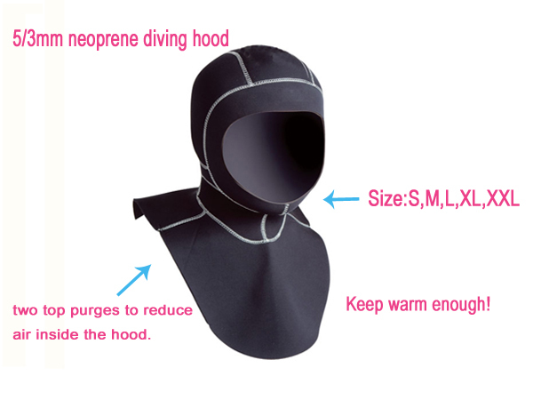 5/3mm Neoprene Black Underwater Diving, Dry Suit Hood diving equipment~