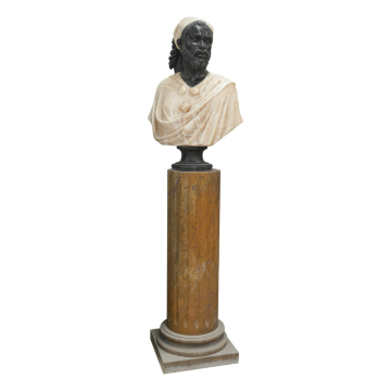 Color-Blocked Marble Bust Dual-Tone Classical Sculpture