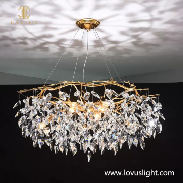 New creative popular crystal chandelier Villa flower shape crystal chandelier custom chandelier