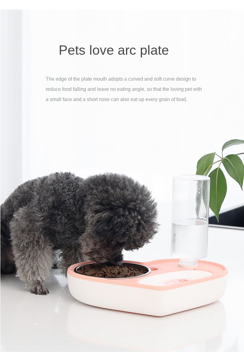 Pet Bowl New Love Keep Dry Mouth Double-Purpose Bowl Cat Automatic Water Feeding Bowl Small and Medium-Sized Dogs Creative Dog