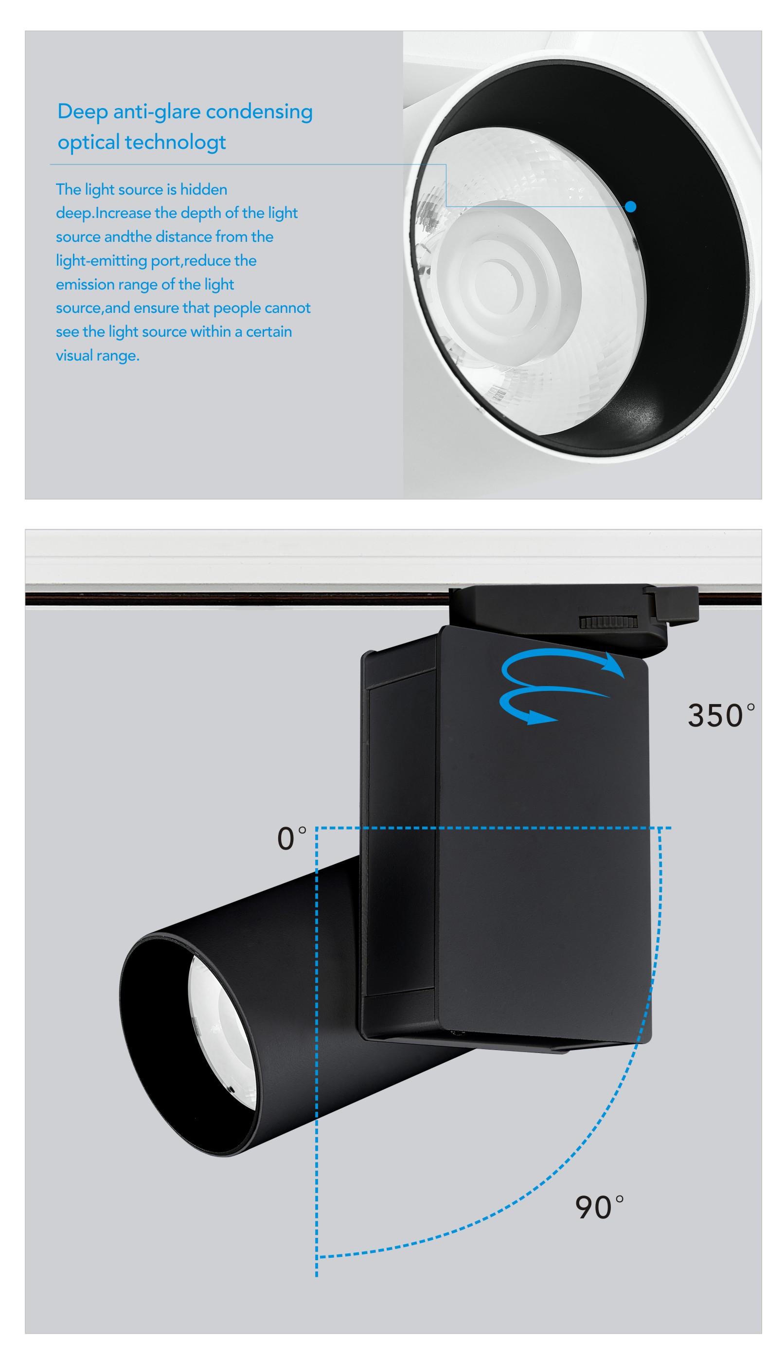30W led track rail lighting high lumen led track light for showroom hotel art gallery led rail system light