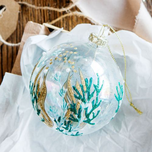 Bauble en verre d&#39;algues en or pour décoration d&#39;arbre de Noël