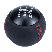 Leather Black Red Universal Round Gear Shift Knob