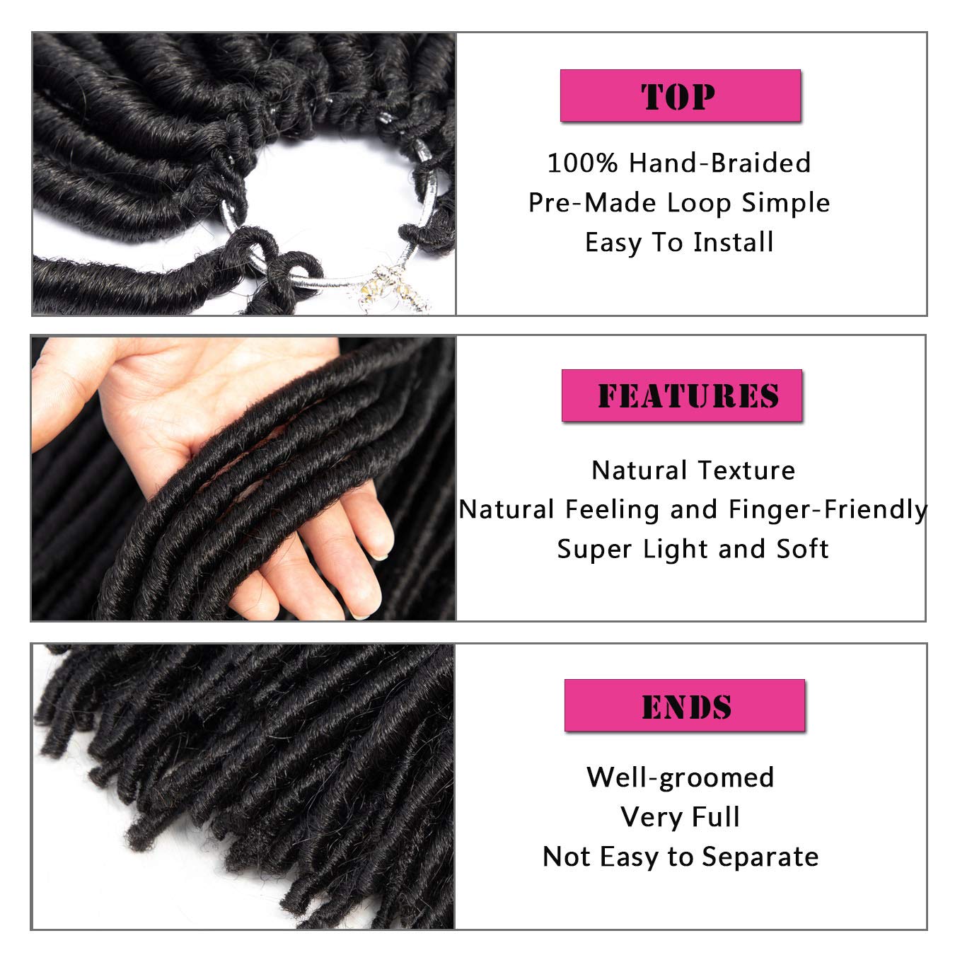 cheap soft dread lock synthetic braiding hair dreadlocks faux locs crochet braids Crochet Braids Hair Extensions