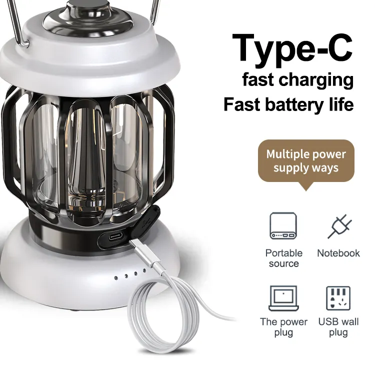 Vintage-Inspired LED Lantern for Camping and Outdoor Safety