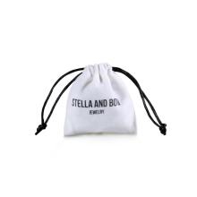 Petit sac de velours imprimé blanc personnalisé