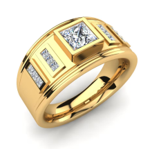 Floral Jewelry 18K Princess Cut Men's Ring