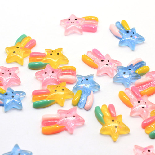 Πολύ χαριτωμένο Rainbow Shooting Star Resin Cabochons Flatback Rainbow Meteor Slime Charms Hairbow Center DIY Αξεσουάρ