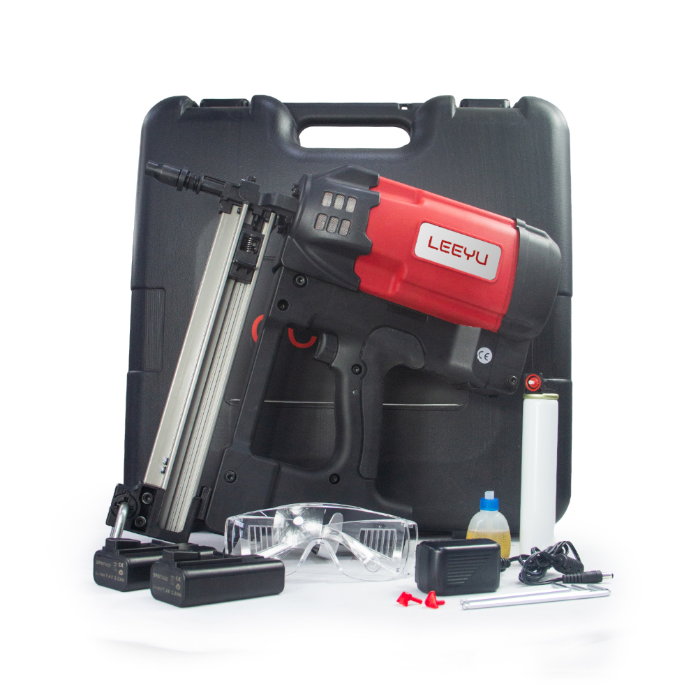 Магутны літый-іённы акумулятар, бесправадны электрычны пісталет для забівання цвікоў для моцнага мацавання дрэва і бетону Powerful Li-ion Battery Cordless Nailer Electric Nail Gun for Heavy Duty Wood and Concrete Fastening