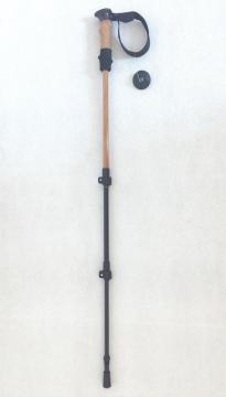 telescope 3 section bamboo surface speed lock walking stick