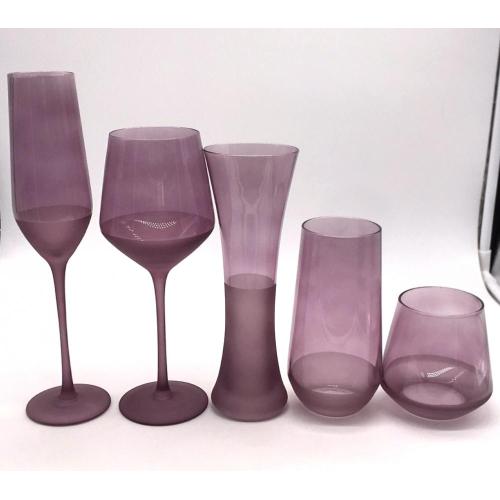 purple color stemless wine glass cup champagne flute