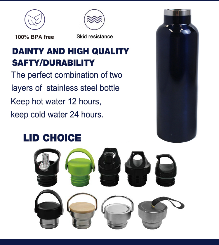 Wide mouth vacuum flask thermos travel water bottle