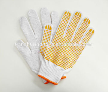 Cotton knitted gloves with PVC dots safety building PVC dots gloves