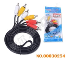 Hot Sale 3 RCA to 3 RCA Male to Male AV Cable (AV-36A-1.5m-Silver-Blue Packing-WLD)