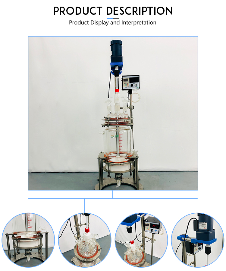 New product 5L Lab Bioreactor Lab Glass Stirred Tank Reactor Filter Glass Reactor with good price