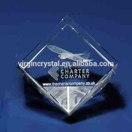 Crystal glass cube photo frame slant cube block 3D plane laser engraved crystal cube for home decoration,gifts