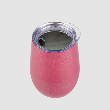 300mL Glitter Flat Lid Insulated Egg Wine Tumbler