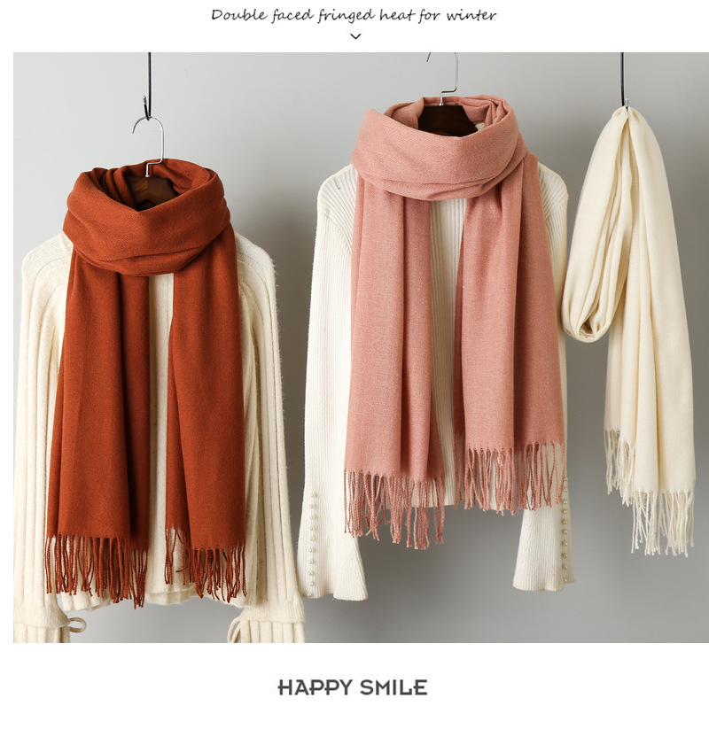 Cashmere solid color scarf knitted tassel shawl