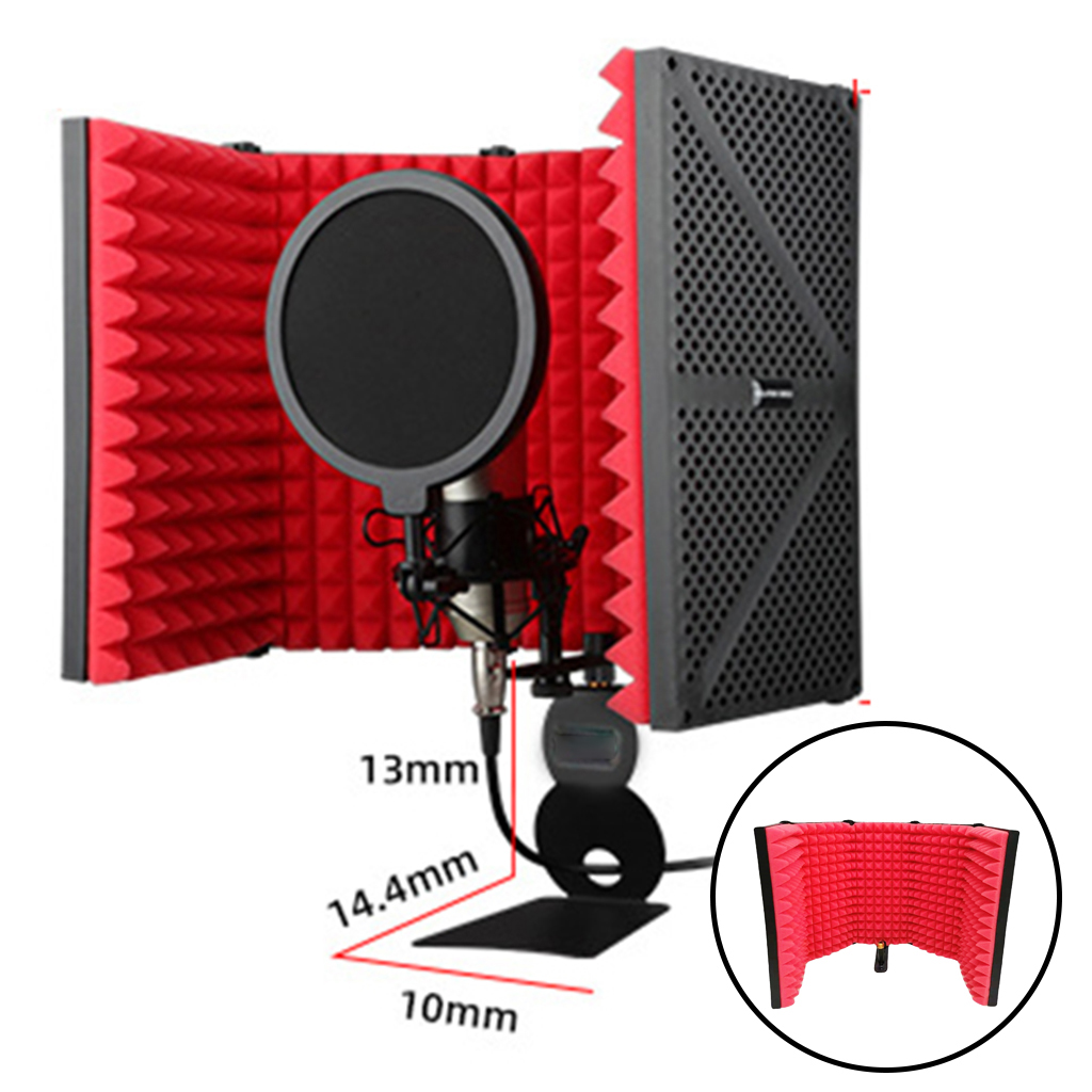 Panel Vocal Recording Red Plastic Studio Isolation Microphone Shield