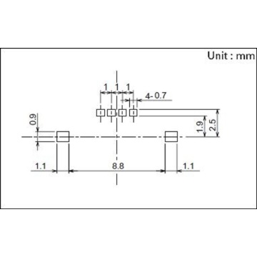 A forma do pé da estrutura é um interruptor plano