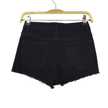 Black Middle Waist Denim Shorts