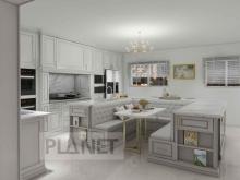 Luxury European Style White Kitchen Cabinet With Island