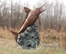 Art Garden Decor Bronze Singal Marlin Fountain for Hot Sale