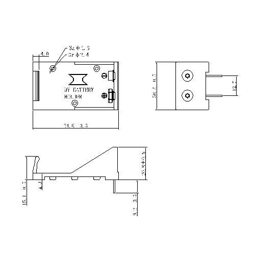 2 pieces battery holder 9V with Pins BBC-9-2-A-P