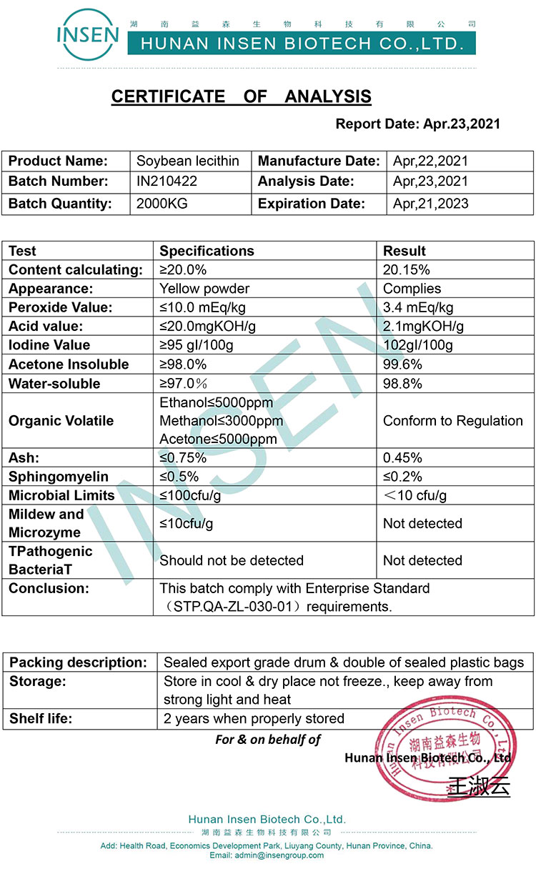 Insen Provide Reliable Quality Soybean Lecithin