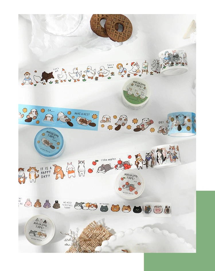 Funny Cartoon Hand Book Adornment Masking Tape