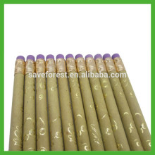 customized gold logo print kraft pencil for wholesale school supplies