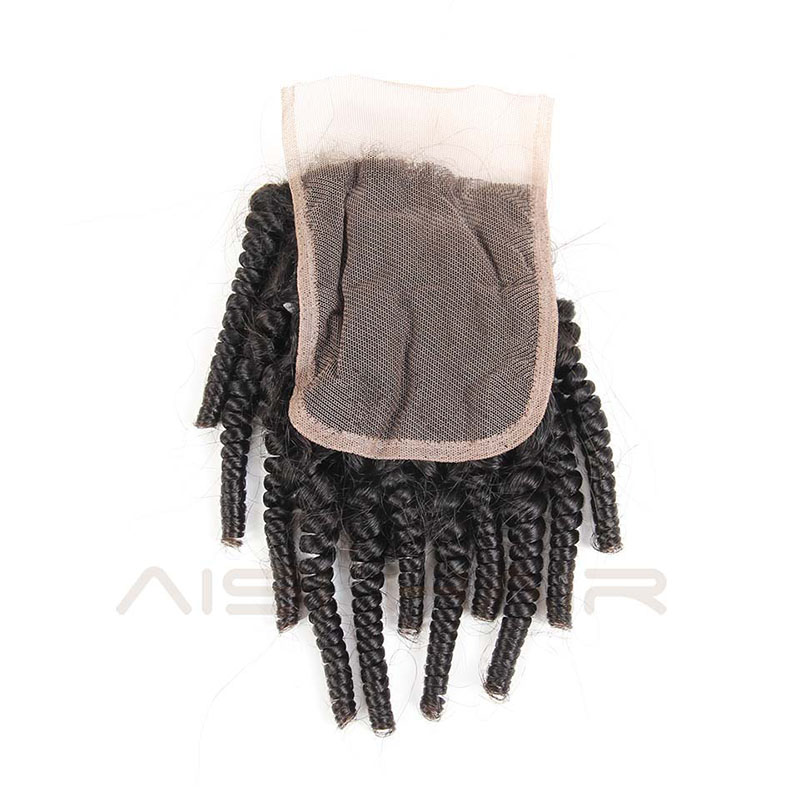 Aisi Hair Brazilian Natural Color Human Hair 4*4 Lace Closure  Funmi Hair Extensions