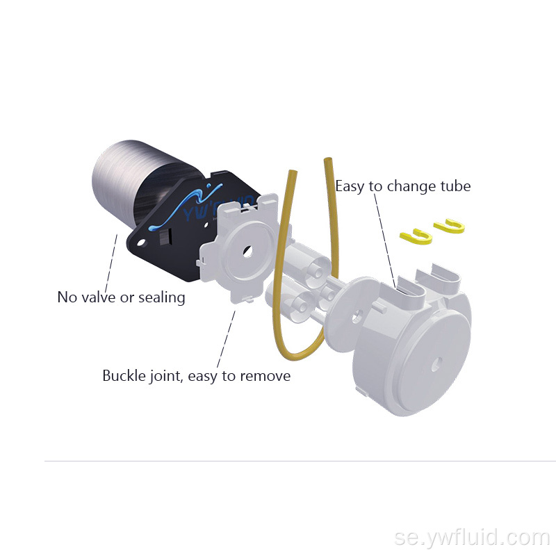 12V/24V självsugande mini peristaltisk pump med stort flöde