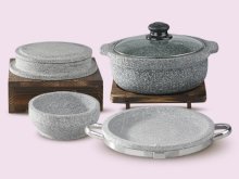 stone cookware with handle and glassware cover/stone saucepan