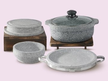 stone cookware with handle and glassware cover/stone saucepan