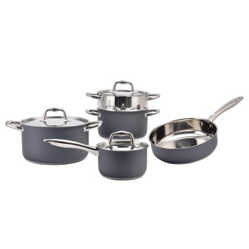 Pots and pans set with stay-cool long handles