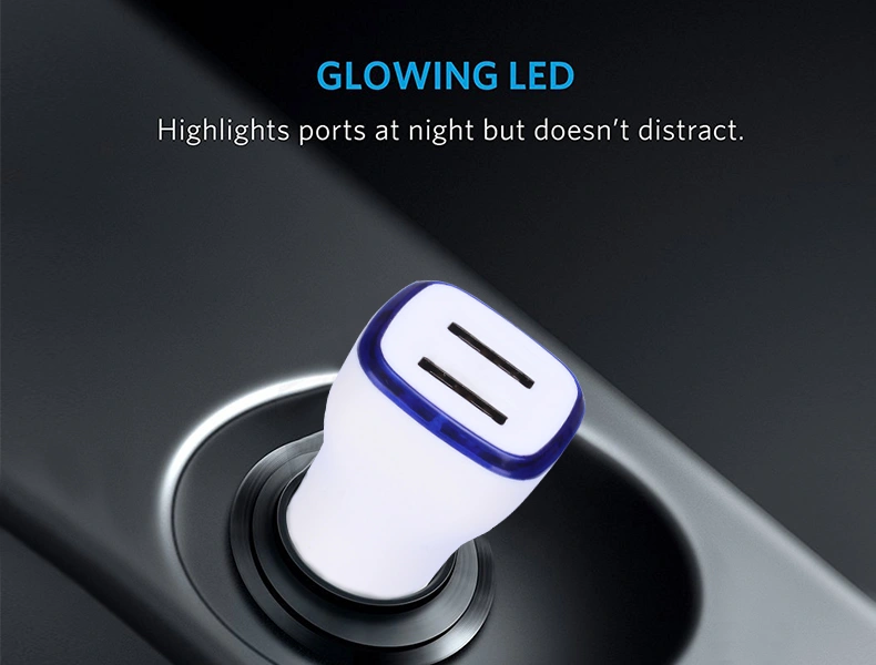 New Hot Style 2.4A Dual USB Car Charger with Intelligent Identification