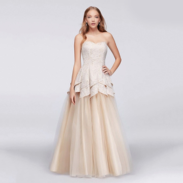 Champange Lace and Tulle Ball Gown Tulip Bodice prom ball gown dresses