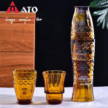 Amber Fish Shape water juice Glass cup set