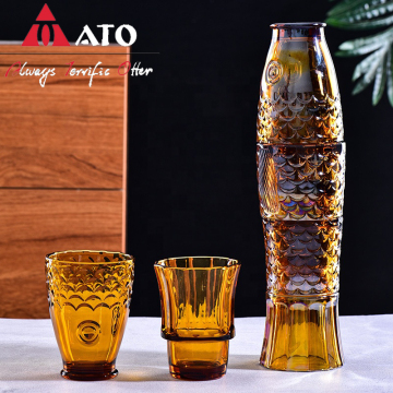 Amber Fish Shape water juice Glass cup set