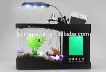 Brush pot Usb fish tank Desk lamp mini fish tank Mini aquarium