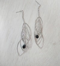 Earring, Tear Drop Metal Cup Chain Glass Beads Crystal Fashion Earring, Crystal Earring Jewelry PT2172
