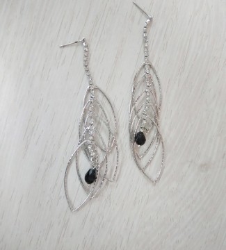 Earring, Tear Drop Metal Cup Chain Glass Beads Crystal Fashion Earring, Crystal Earring Jewelry PT2172