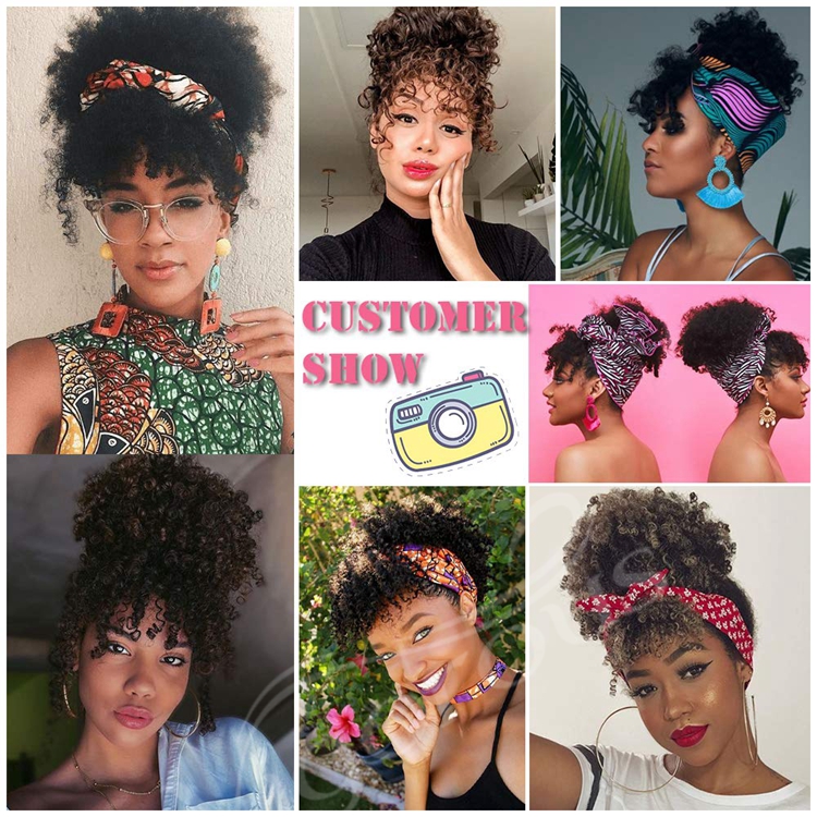 High Quality Headwrap Machine Made Dropshipping Black Short Afro Wholesale Cheap Spring Curly Wig With Headband Attached