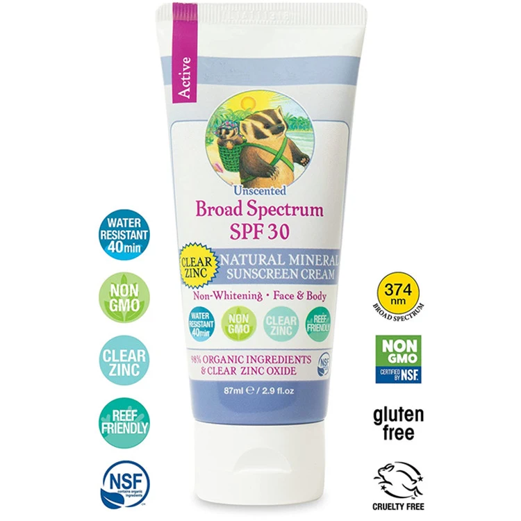 Natural Organic Ingredients Broad Spectrum SPF 30 Mineral Sunscreen