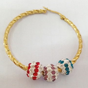 Clay Beads Shamballa Earring With Pave Crystals Hoop Earring