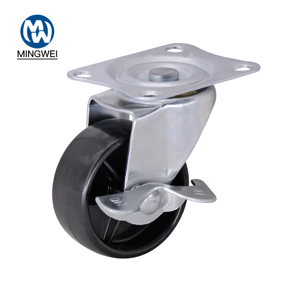 2 Inch Rubber Plate Caster With Side Brake