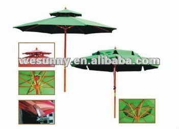 Chinese Wooden Garden Parasol With Pulley System