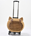 Luxury Dog Pet Travel Carrier Bag Case Rattan Wicker On Wheels barnvagn Trolley Cat Travel Carrier resväska